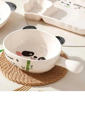 Ceramic Bowl with Handle  - Noodle Soup Cereal Salad Panda Bowl